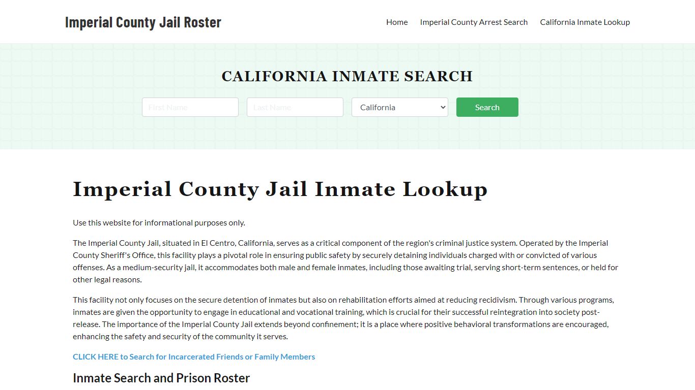 Imperial County Jail Roster Lookup, CA, Inmate Search