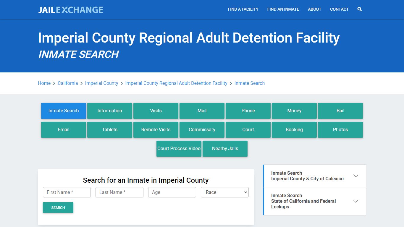 Imperial County Regional Adult Detention Facility Inmate Search